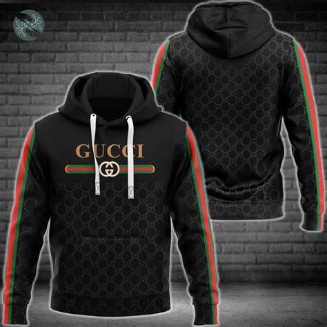 gucci hoodie black with red and green stripe|Gucci trim tan hoodie.